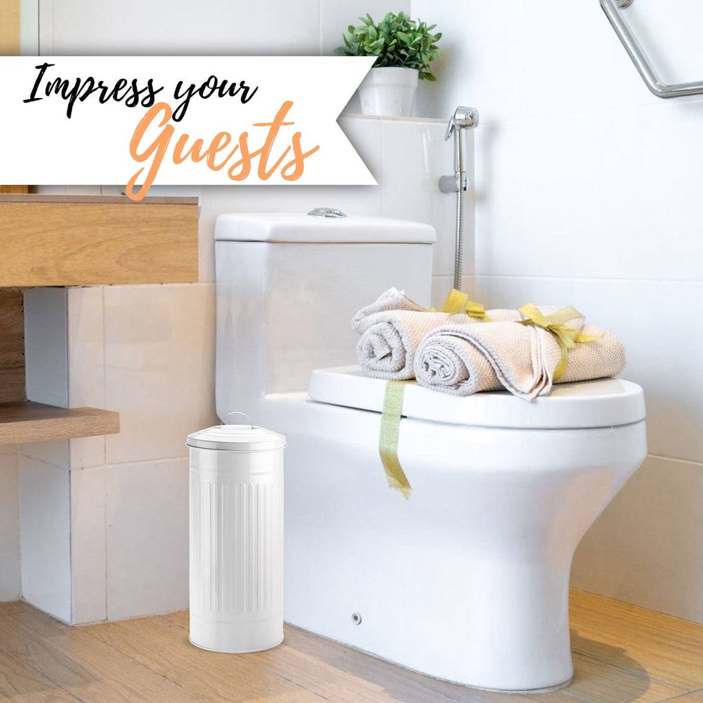 Autumn Alley White Metal Farmhouse Toilet Paper Extra Roll Storage – Freestanding - Holds 3 Megarolls