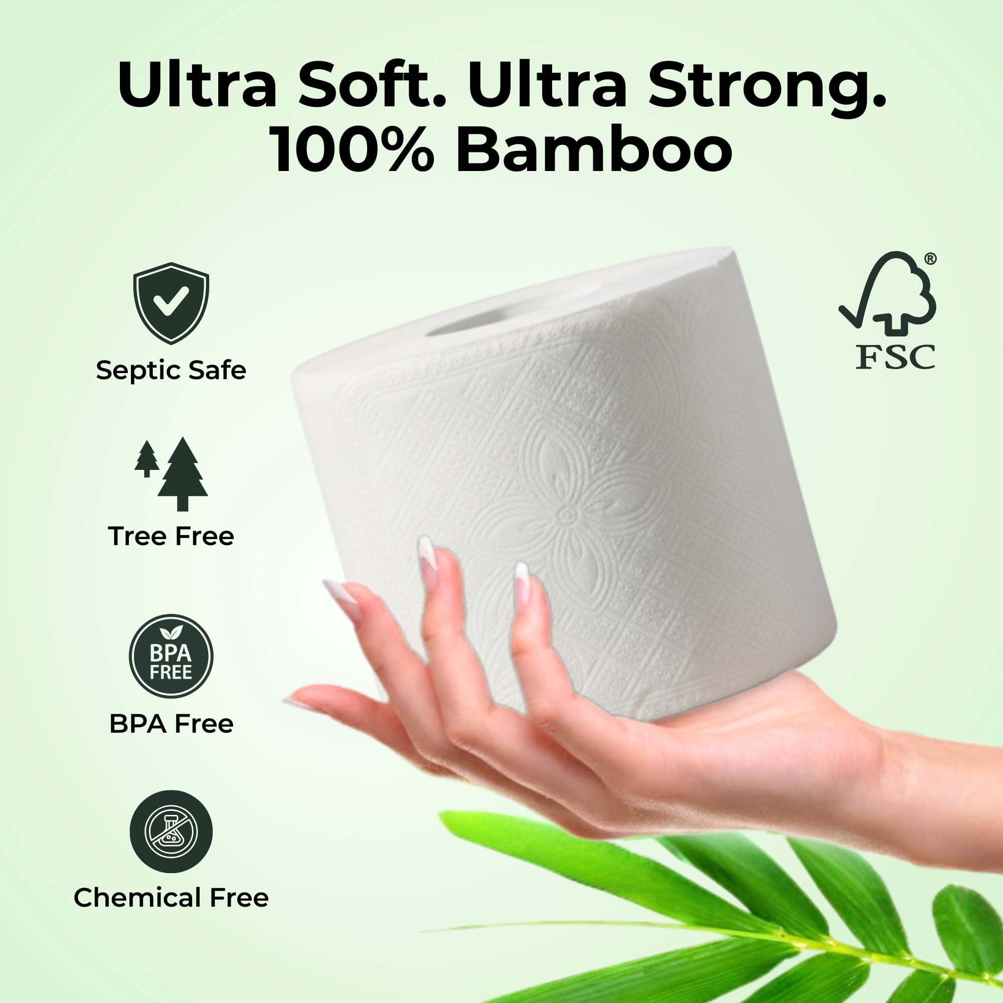 SRIAA Premium Organic 100% Bamboo Tree-Free Toilet Paper - 12 Mega Rolls, 3-Ply, 300 Sheets per Roll, Septic Safe, Plastic Free, FSC Certified