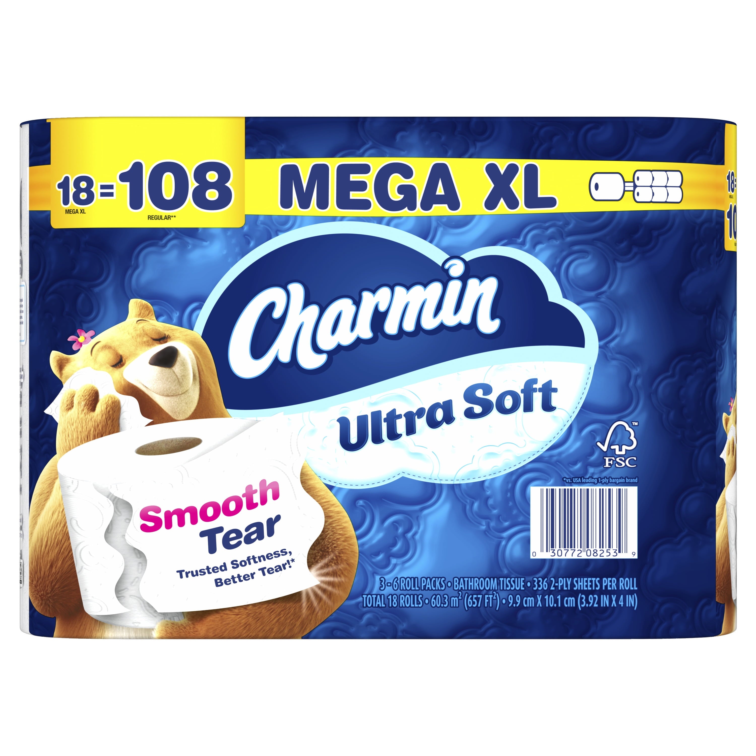 Charmin Ultra Soft Toilet Paper - 18 Super Mega Rolls, 336 Sheets per Roll