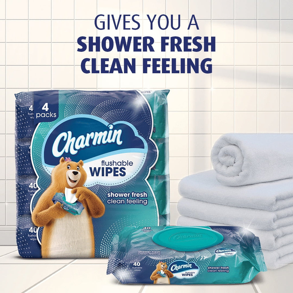 Charmin Flushable Wipes - 2 Flip-Top Packs, 40 Wipes per Pack, 80 Total Wipes - 6-Pack