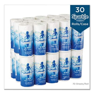 Sparkle Professional Series 2-Ply Perforated Kitchen Paper Towel Rolls by GP PRO (Georgia-Pacific) - 2717201, 70 Sheets Per Roll, 30 Rolls Per Case
