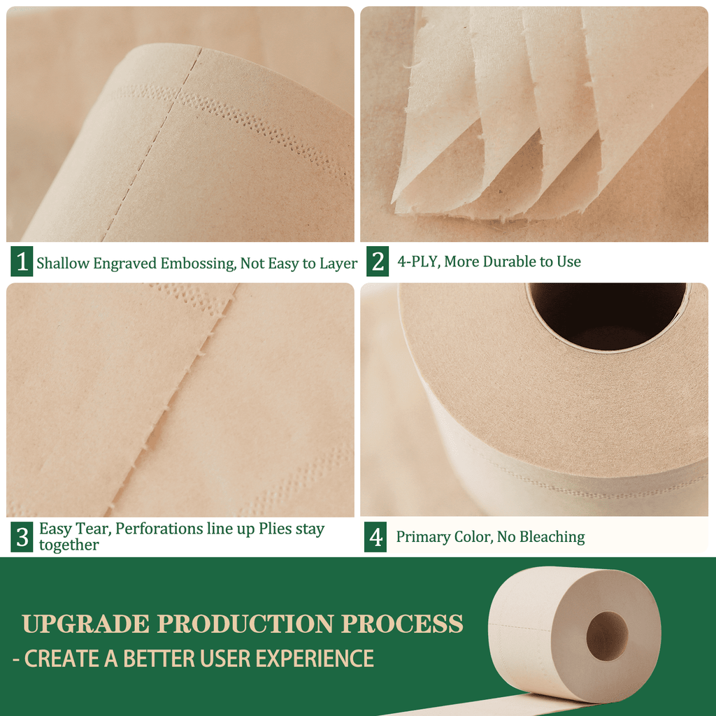 QingYa Unbleached Bamboo Toilet Paper - 18 Mega Rolls, 4-Ply