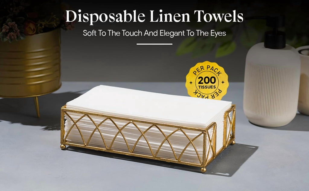 Tackleit Disposable Linen Feel Guest Towels - Bathroom Napkins Hand Towels, 12" x 17", 200 Sheets