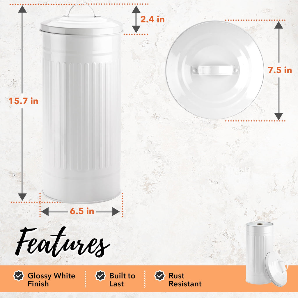 Autumn Alley White Metal Farmhouse Toilet Paper Extra Roll Storage – Freestanding - Holds 3 Megarolls