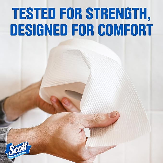 Scott ComfortPlus Toilet Paper - 12 Mega Rolls, 425 Sheets per Roll, Septic-Safe, 1-Ply Toilet Tissue