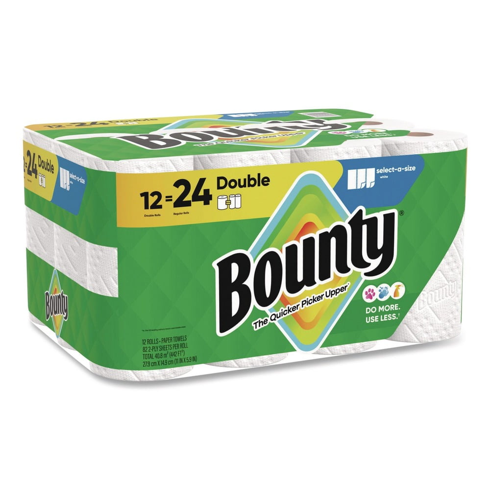 Bounty 08664 2-Ply 5.9 in. x 11 in. Select-a-Size Kitchen Roll Paper Towels - White (12/Carton)