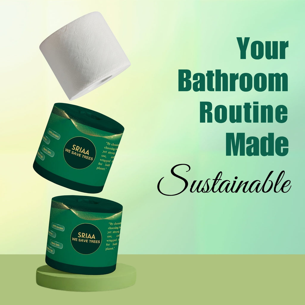 SRIAA Premium Organic 100% Bamboo Tree-Free Toilet Paper - 24 Mega Rolls, 3-Ply, 300 Sheets per Roll, Septic Safe, Plastic Free, FSC Certified