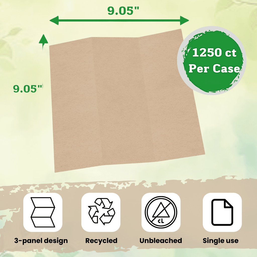1250 Count Organic Unbleached Z Fold Paper Towels - 100% Post-Consumer Waste Practical Multifold Brown Paper Towels Bulk – Paper Towel – All-Natural Recycled Tri Fold Paper Towels Bulk