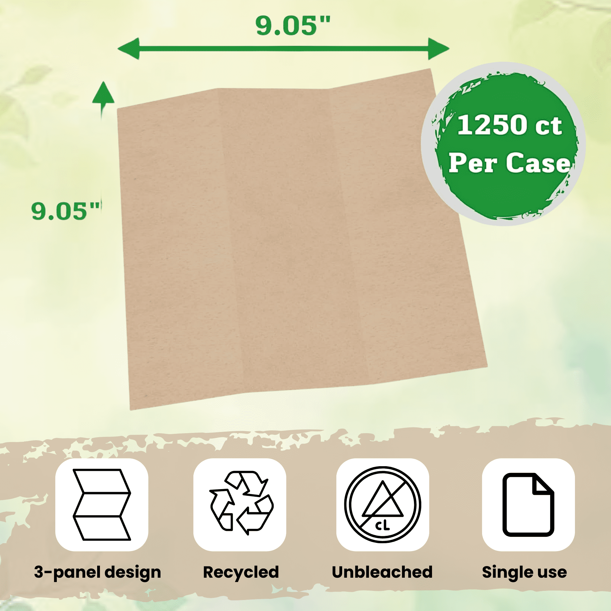 1250 Count Organic Unbleached Z Fold Paper Towels - 100% Post-Consumer Waste Practical Multifold Brown Paper Towels Bulk – Paper Towel – All-Natural Recycled Tri Fold Paper Towels Bulk
