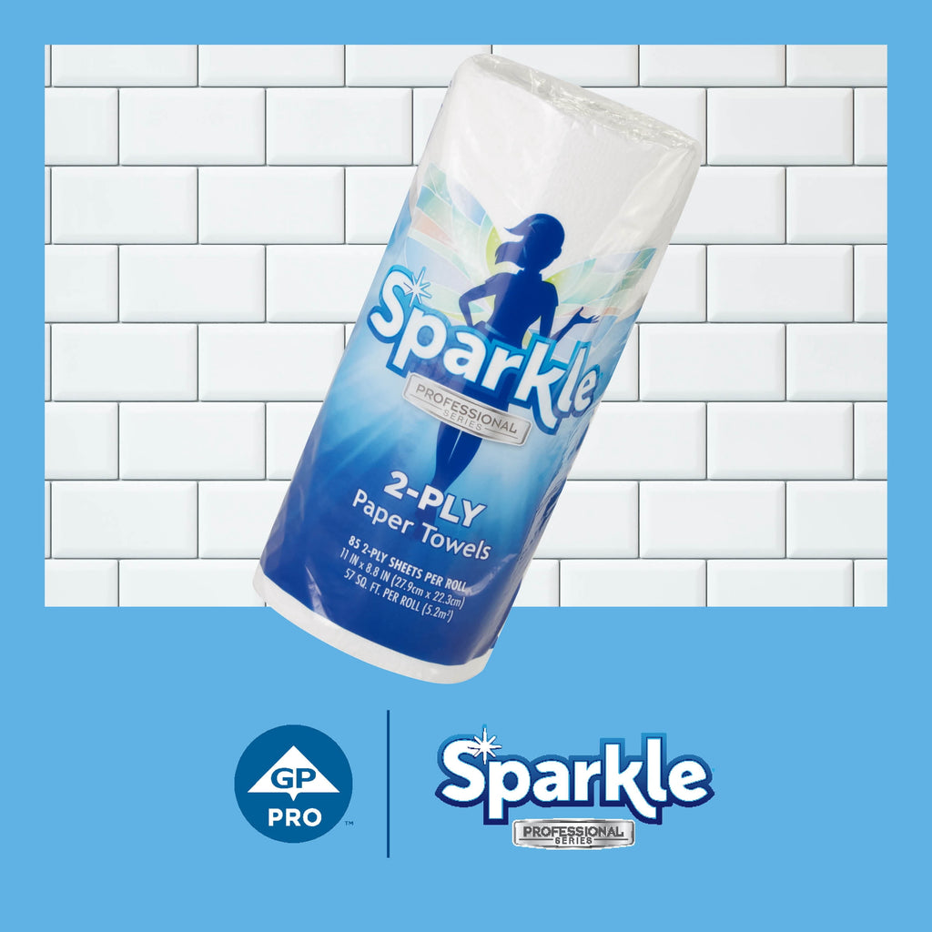 Sparkle Professional Series® 2-Ply Perforated Kitchen Paper Towel Rolls by GP PRO (Georgia-Pacific) - White, 2717714, Sheet size: 11” X 8.8” (LxW), 85 Sheets Per Roll, 15 Rolls Per Case