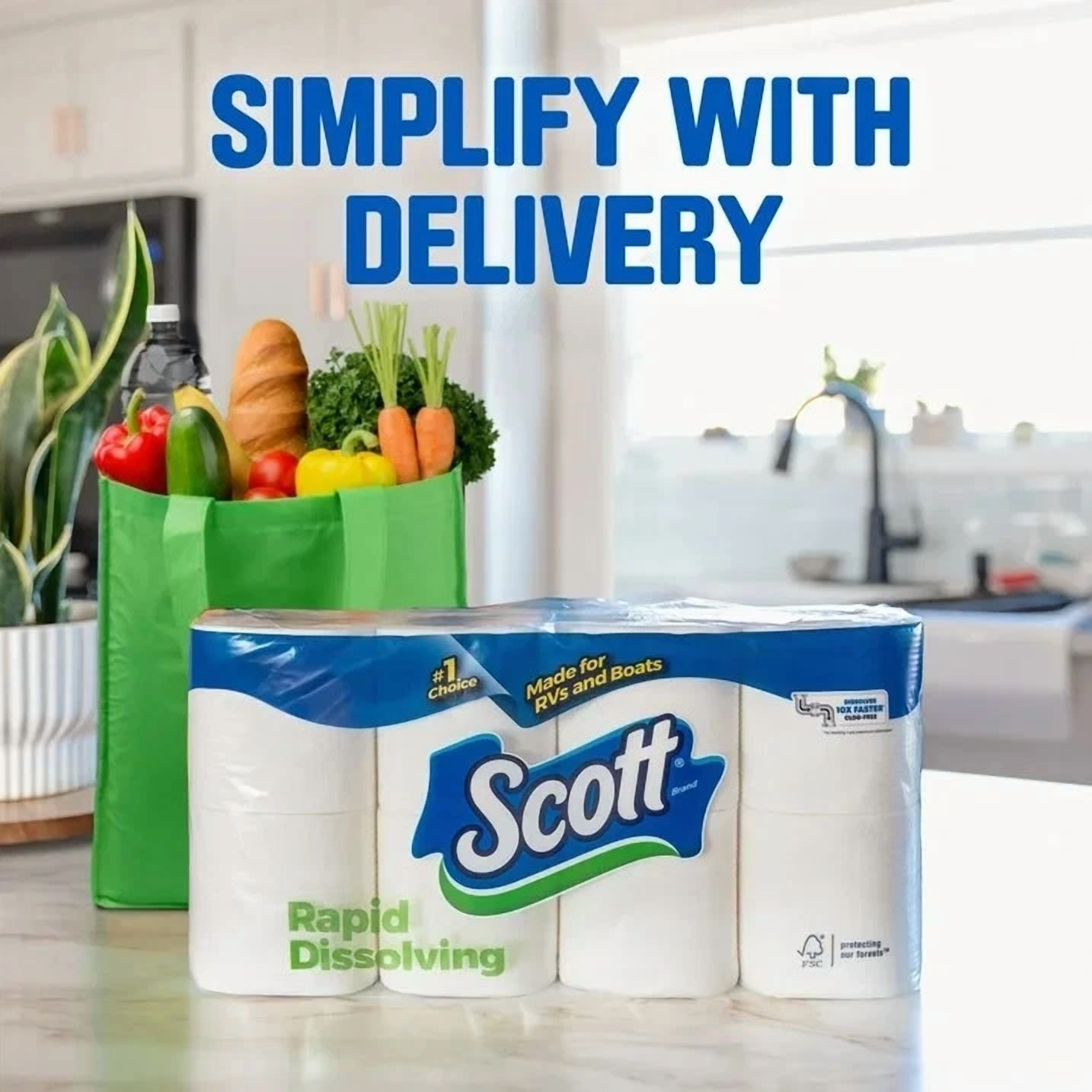Scott Rapid Dissolving Toilet Paper For Rvs & Boats - 4 Double Rolls