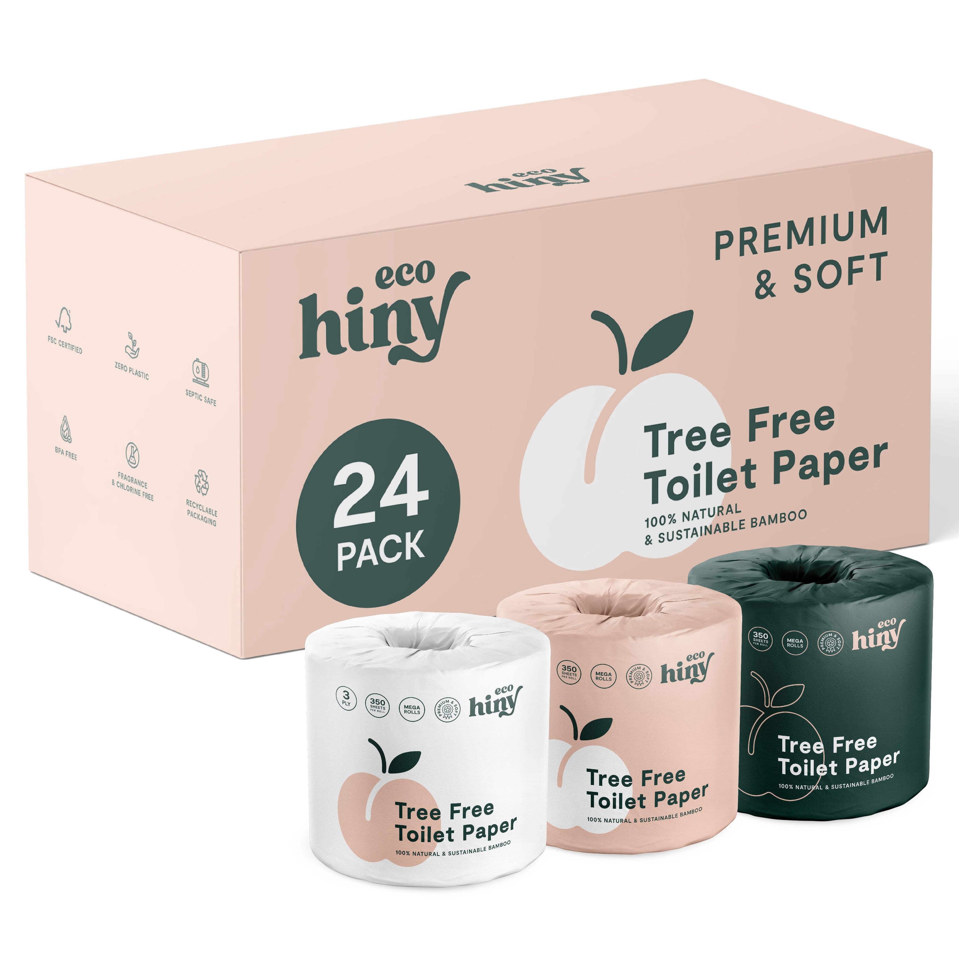 ecoHiny Bamboo Toilet Paper - 12 Mega Rolls, 3-Ply, 350 Sheets per Roll