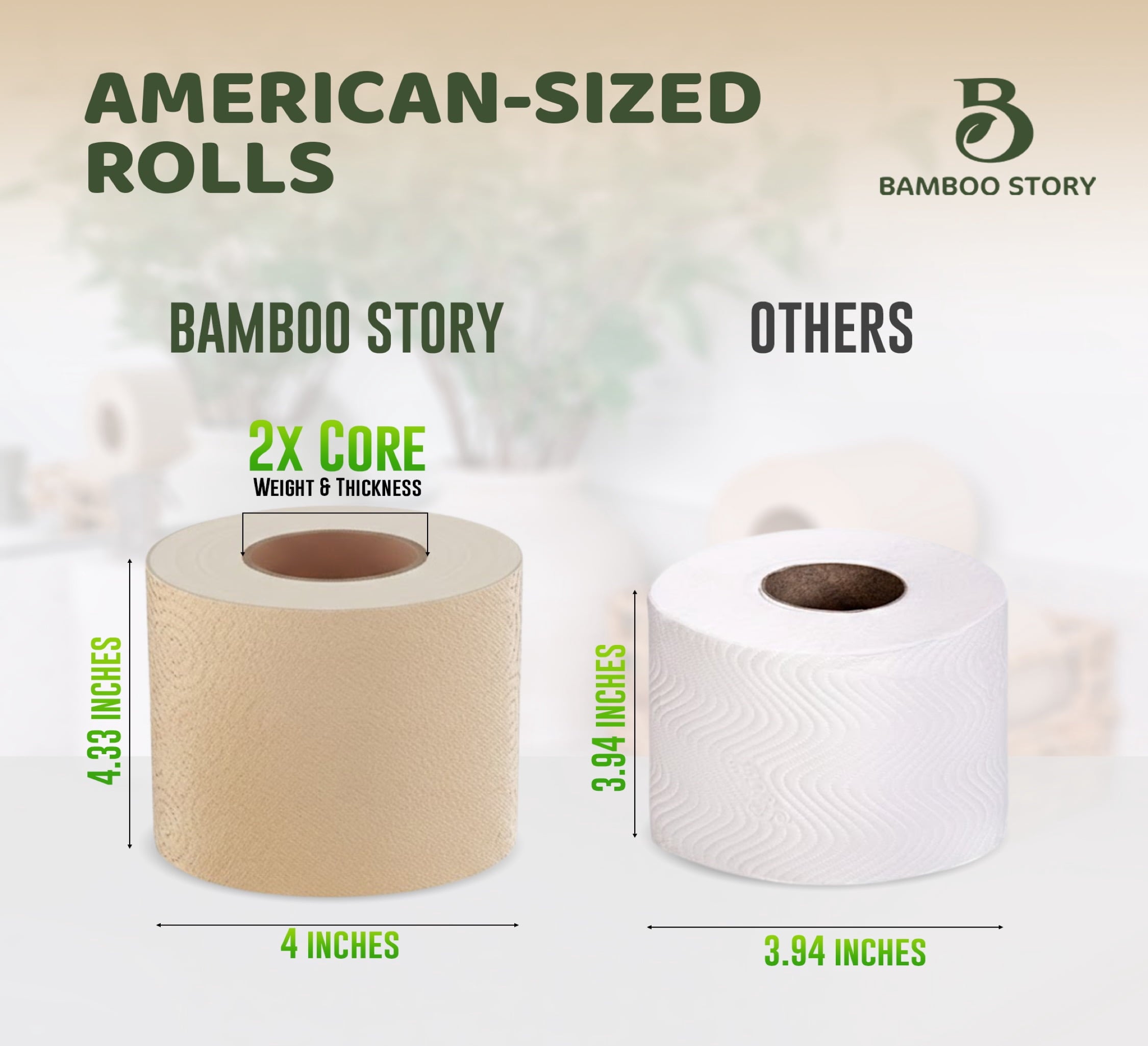 Bamboo Story Bamboo Toilet Paper Unbleached – 6 Rolls - 3-Ply, 350 Sheets - Hypoallergenic, Chemical Free, Septic Safe, FSC Certified - Non Toxic, Natural Bamboo Tissue