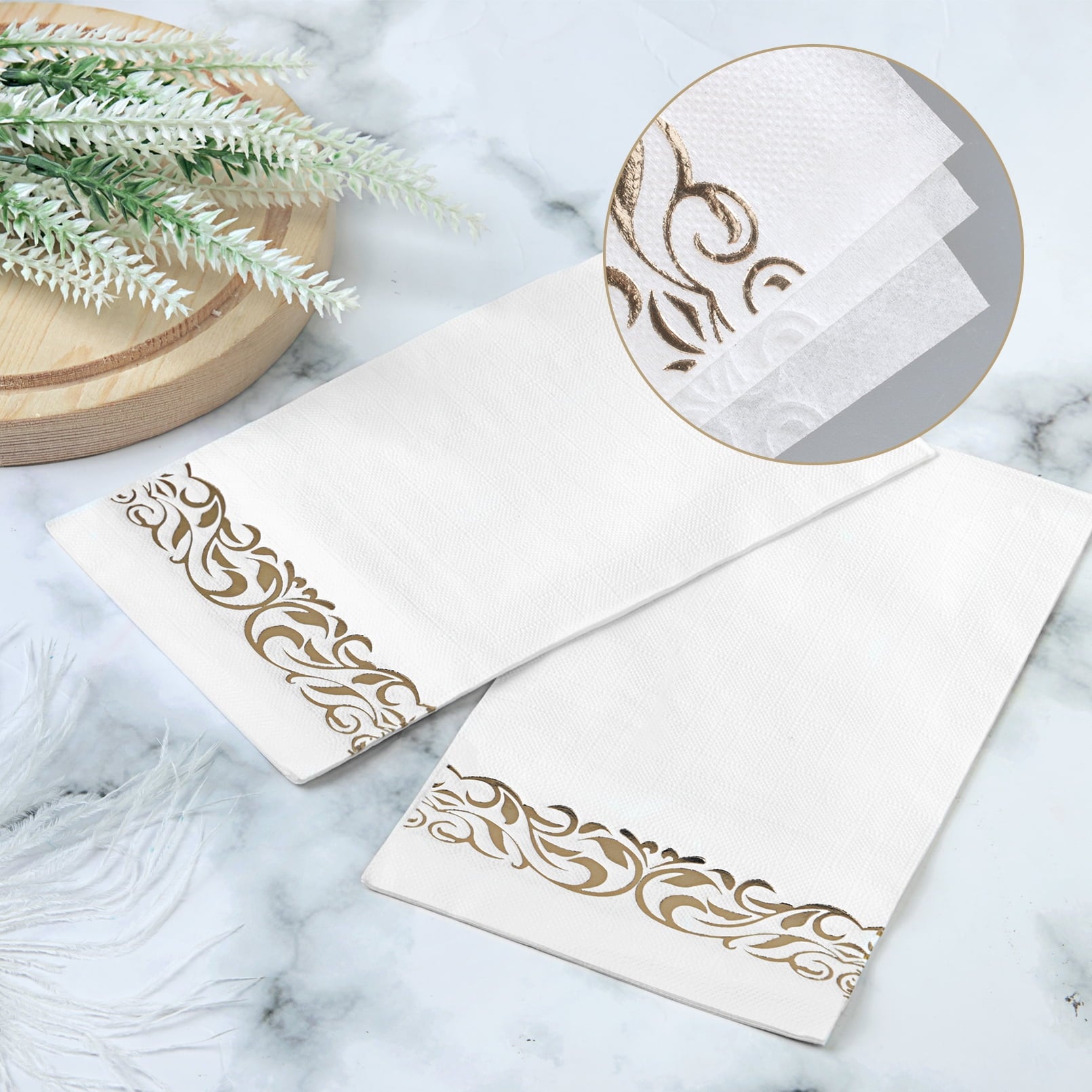 Treamon Linen Feel Paper Napkins - Guest Hand Towels Disposable Guest Towels, 200 Pcs
