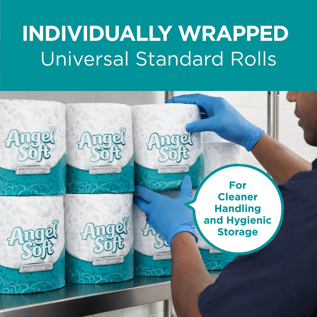 Angel Soft Professional Series by Georgia-Pacific PRO 2-Ply Embossed Toilet Paper - White, Individually Wrapped, 450 Sheets Per Roll, 20 Toilet Tissue Rolls Per Case, 16620