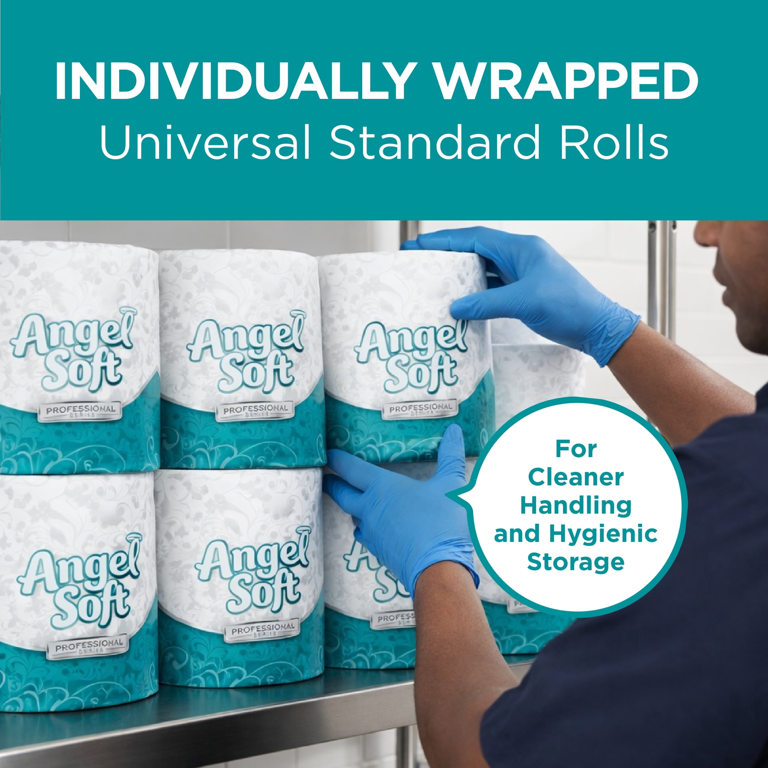 Angel Soft Professional Series by Georgia-Pacific PRO 2-Ply Embossed Toilet Paper - White, Individually Wrapped, 450 Sheets Per Roll, 20 Toilet Tissue Rolls Per Case, 16620