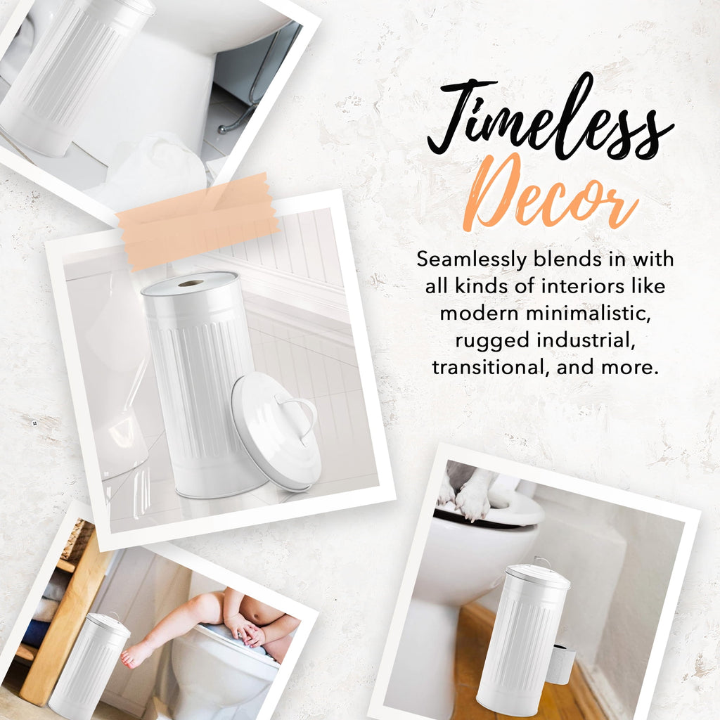 Autumn Alley White Metal Farmhouse Toilet Paper Extra Roll Storage – Freestanding - Holds 3 Megarolls