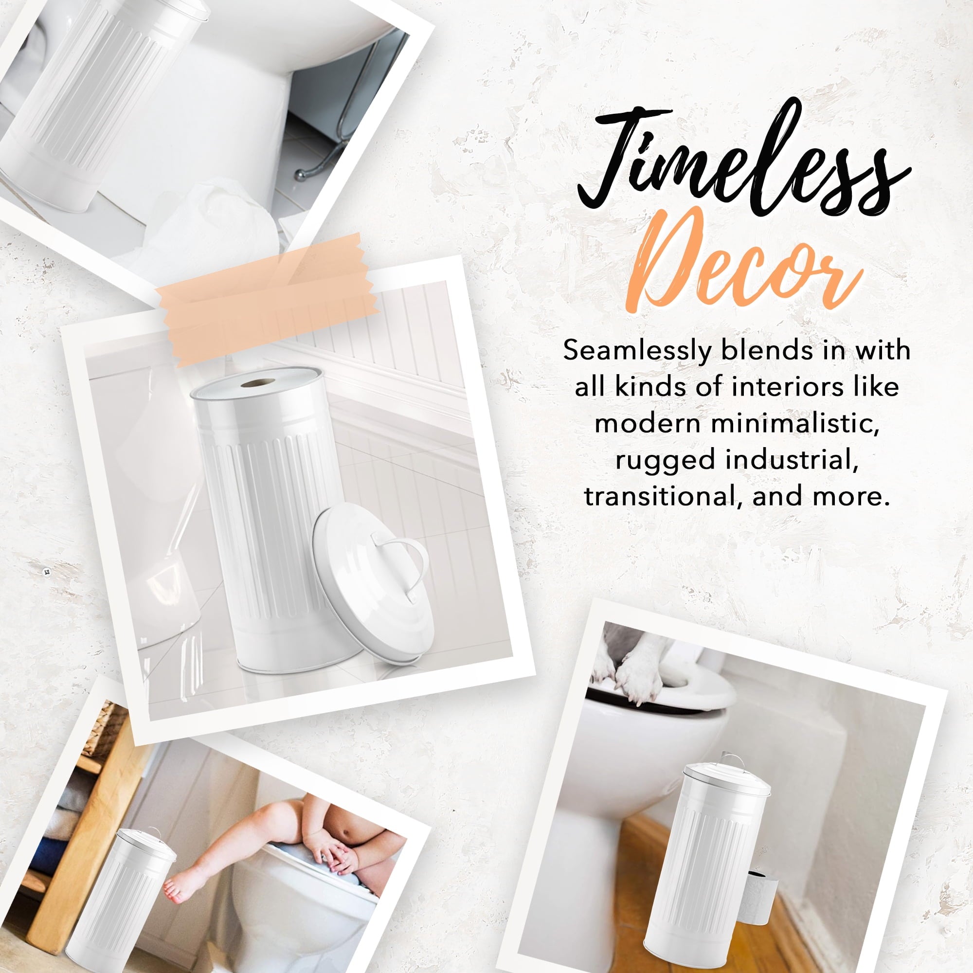 Autumn Alley White Metal Farmhouse Toilet Paper Extra Roll Storage – Freestanding - Holds 3 Megarolls
