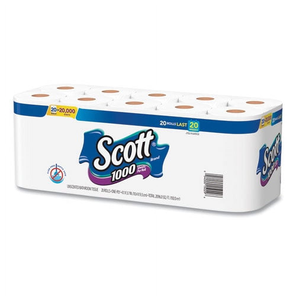 "1000 Bathroom Tissue - Septic Safe, 1-Ply, White, 1000 Sheet/roll, 20/pack - Bundle of 2 Packs"