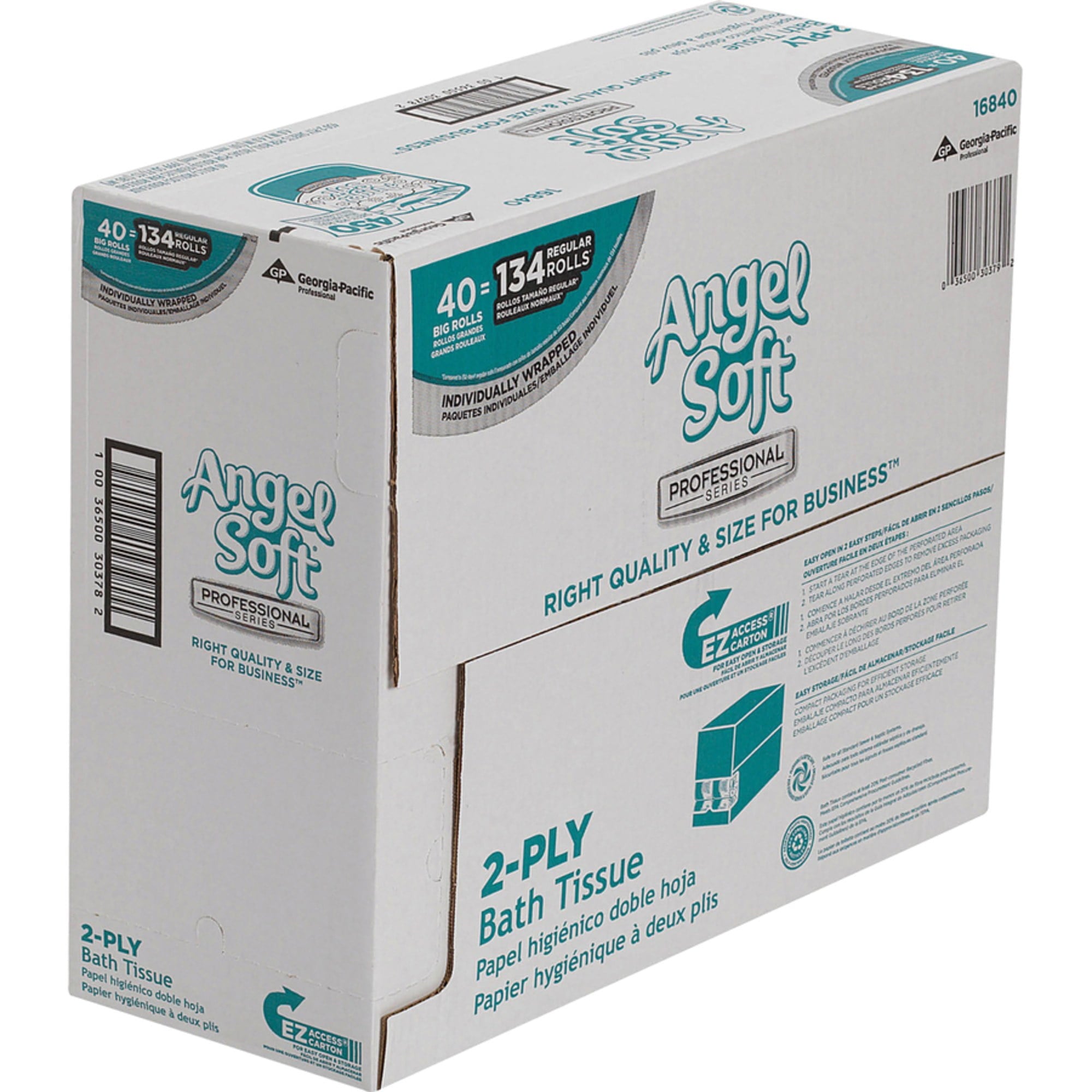 Angel Soft Professional Series - GPC16840, Embossed Toilet Paper, 40 per Carton, White