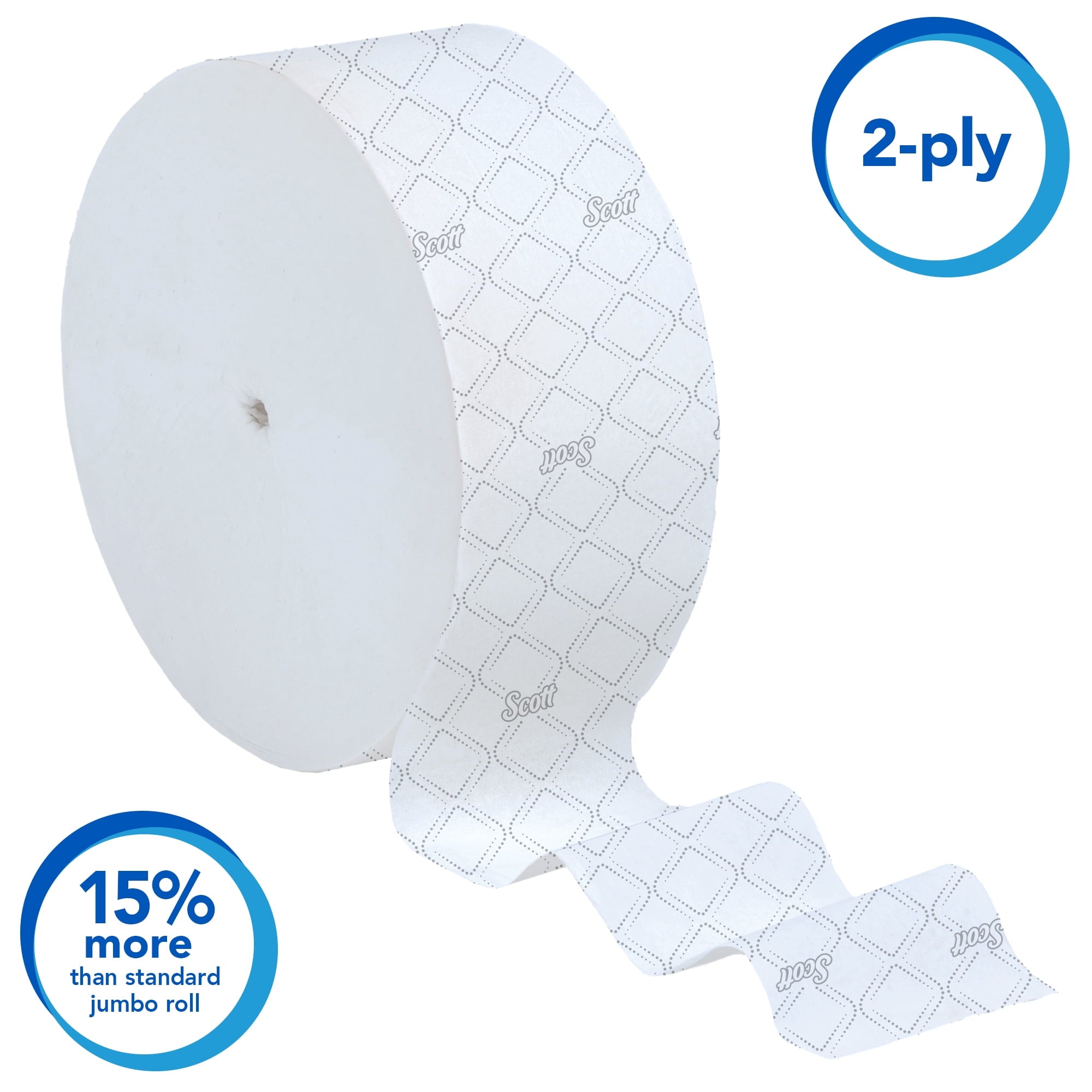 Scott Professional Coreless High-Capacity Jumbo Roll Toilet Paper - Bulk (07006), 2-Ply, Elevated Design, Septic Safe, White (12 Rolls at 1, 150' Each, 13, 800'/Case)