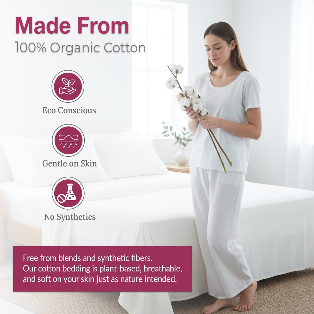 Máulli Collection Cotton Sheets Queen Size - 100% Organic Cotton Sheets (4 PC - Damsel Fly), Crisp, Cooling Percale Weave Printed Sheet Set