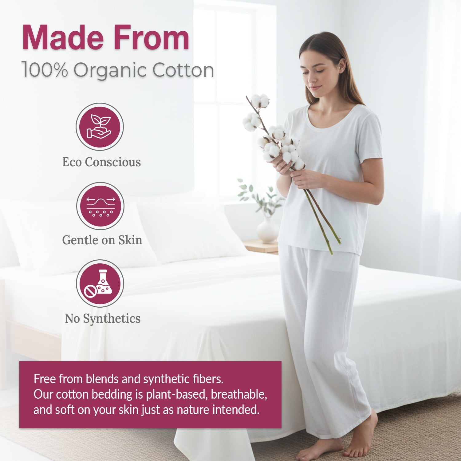 Máulli Collection Cotton Sheets Queen Size - 100% Organic Cotton Sheets (4 PC - Damsel Fly), Crisp, Cooling Percale Weave Printed Sheet Set