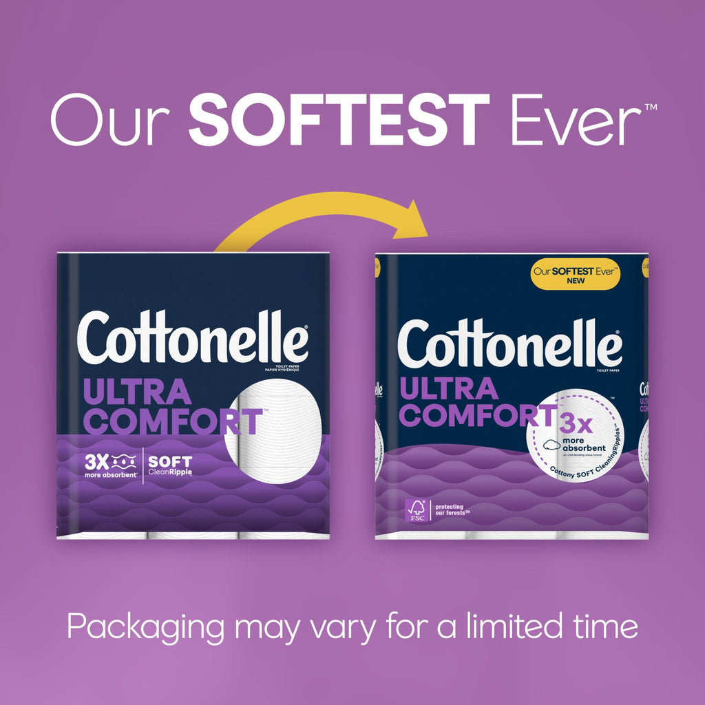 Cottonelle Ultra Comfort Toilet Paper - Soft Toilet Tissue, 12 Mega Rolls - 3-Pack