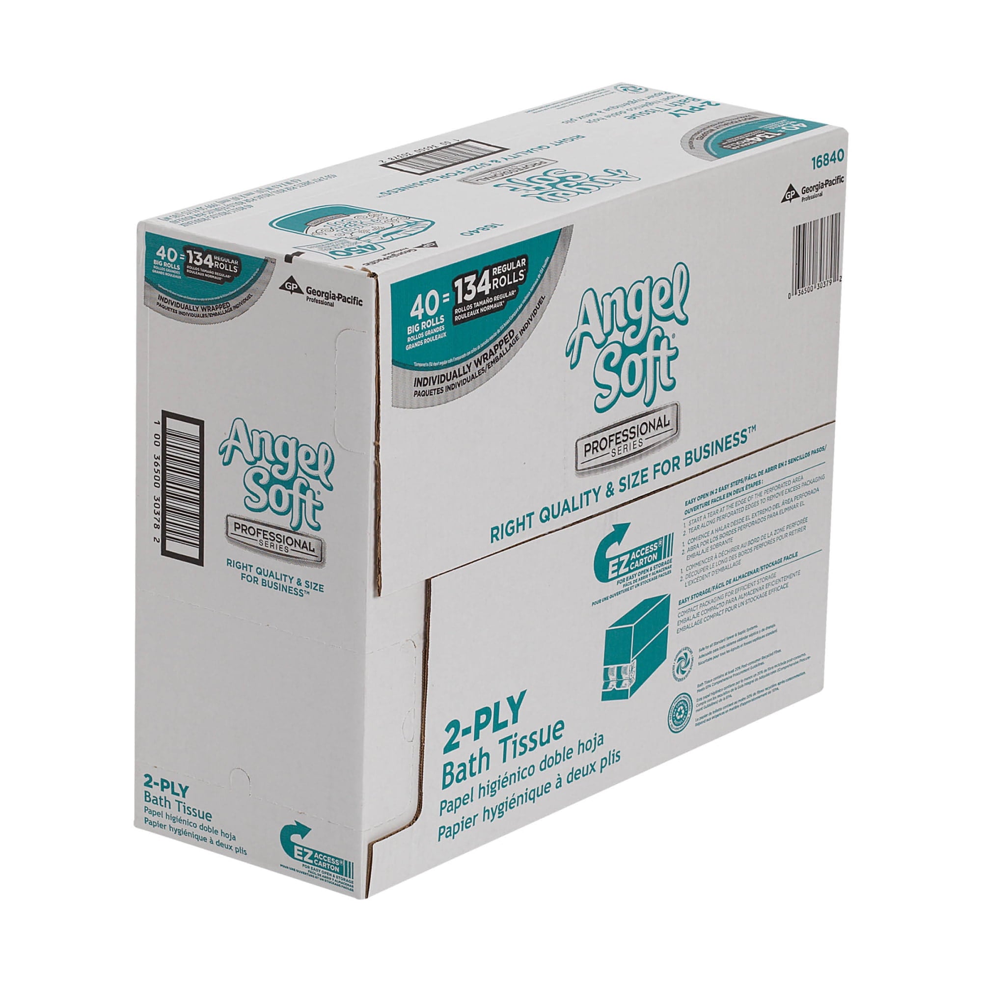 Angel Soft Professional Series - GPC16840, Embossed Toilet Paper, 40 per Carton, White
