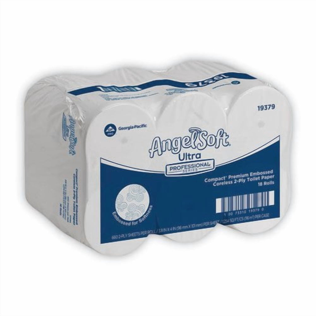 Georgia-Pacific GPC19379 Angel Soft PS Compact Coreless Premium Bathroom Tissue - 2-Ply - White - Pack of 18