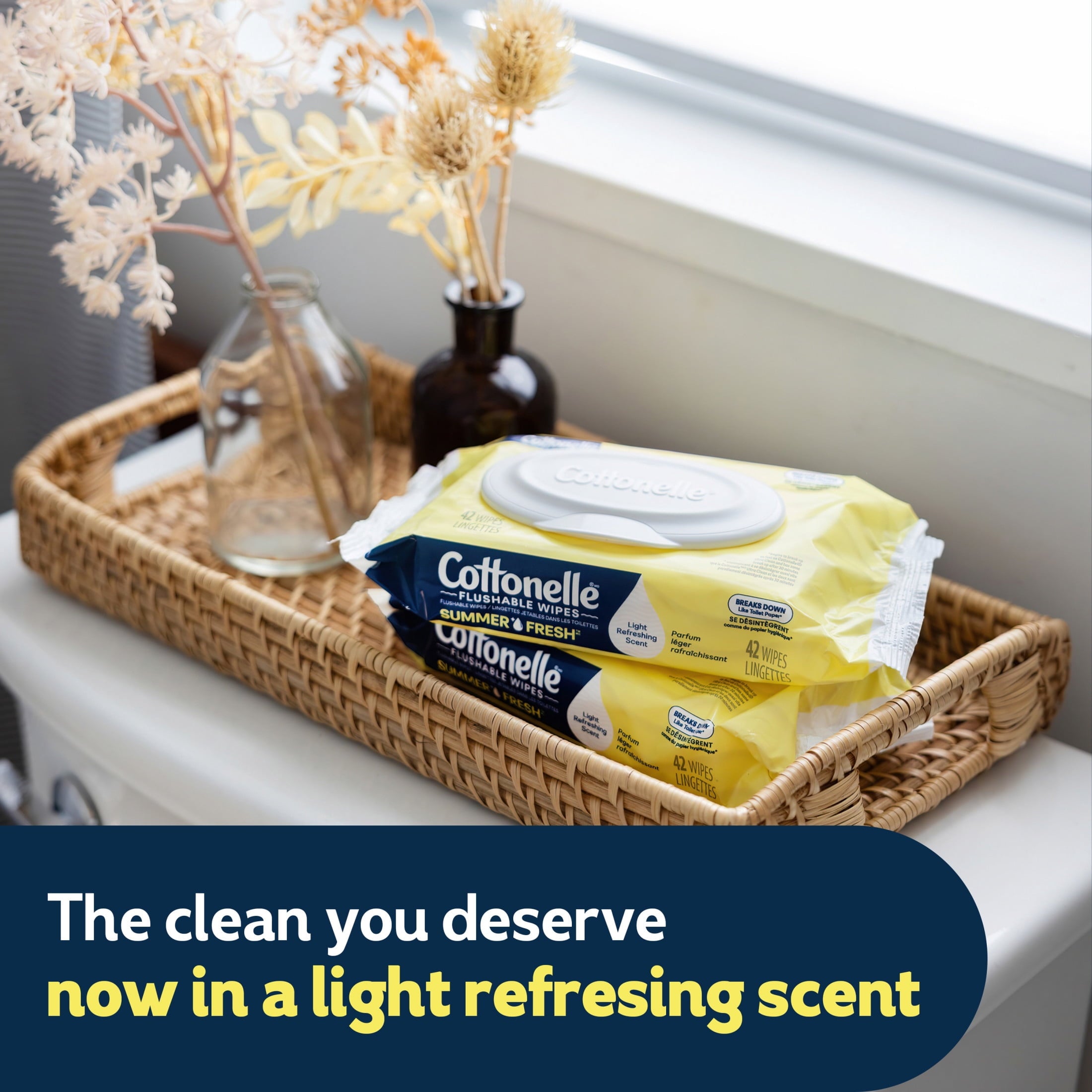 Cottonelle Summer Fresh Scented Flushable Wipes - 4 Flip-Top Packs