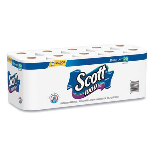 "1000 Bathroom Tissue - Septic Safe, 1-Ply, White, 1000 Sheet/roll, 20/pack - Bundle of 2 Packs"