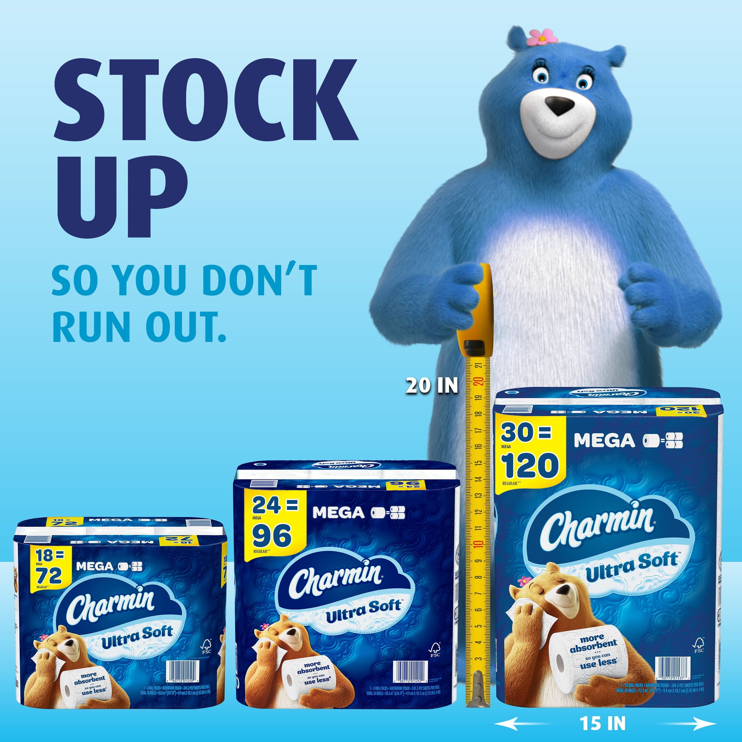 Charmin Ultra Soft Toilet Paper - 6 Super Mega Rolls