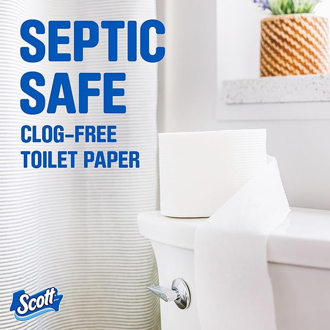 Scott ComfortPlus Toilet Paper - 12 Mega Rolls, 425 Sheets per Roll, Septic-Safe, 1-Ply Toilet Tissue