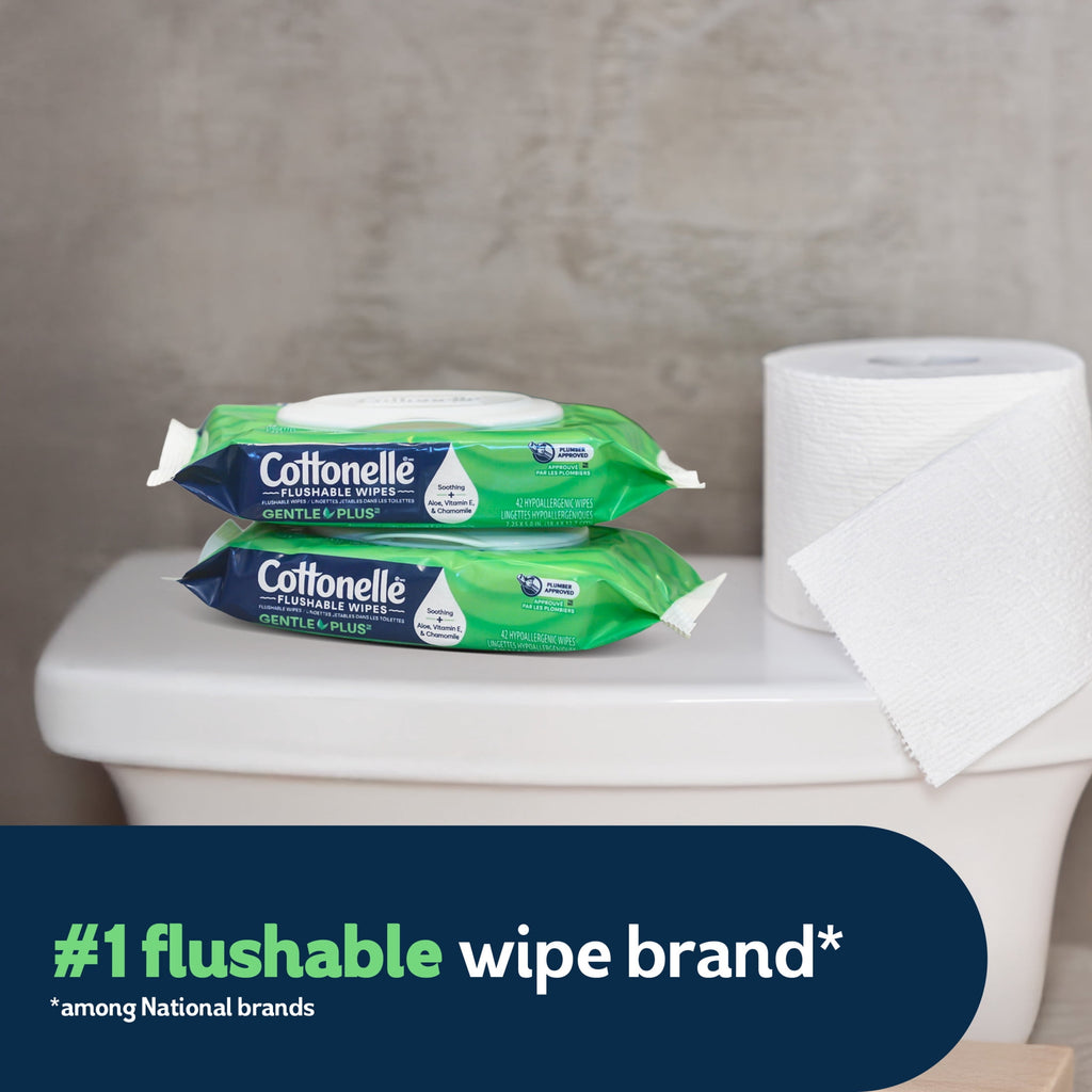Cottonelle Gentle Plus Flushable Wet Wipes - 4 Flip-Top Packs