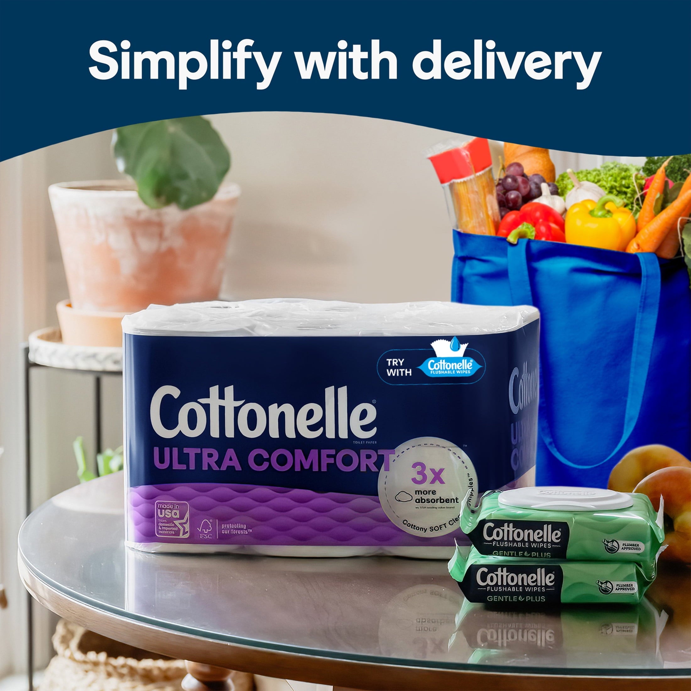Cottonelle Ultra Comfort Toilet Paper - Soft Toilet Tissue, 6 Mega Rolls - 4-Pack