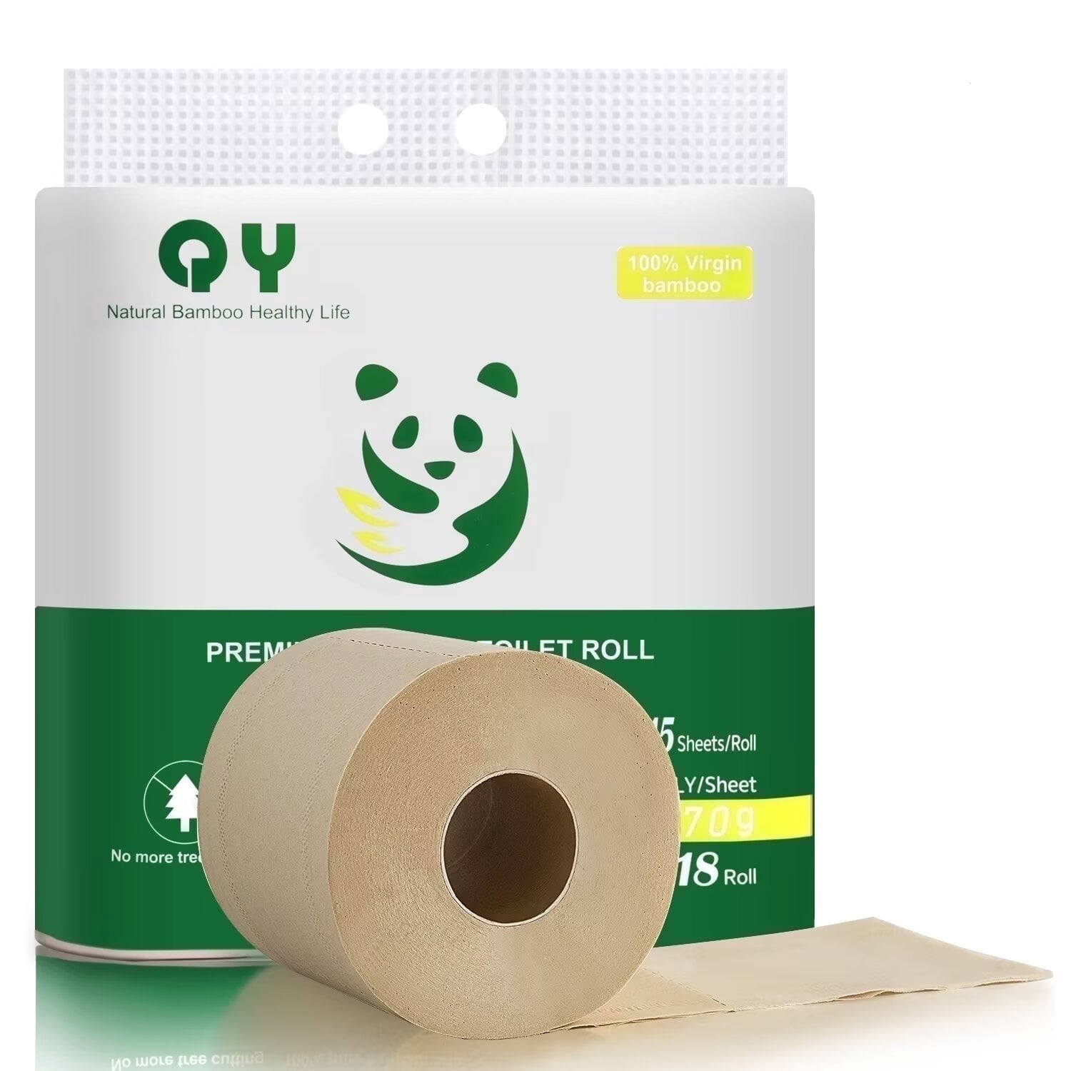 QingYa Bamboo 4-Ply Toilets Paper - Ultra Strong Toilets Tissues, 18 Mega Roll, 245 Sheets per Roll