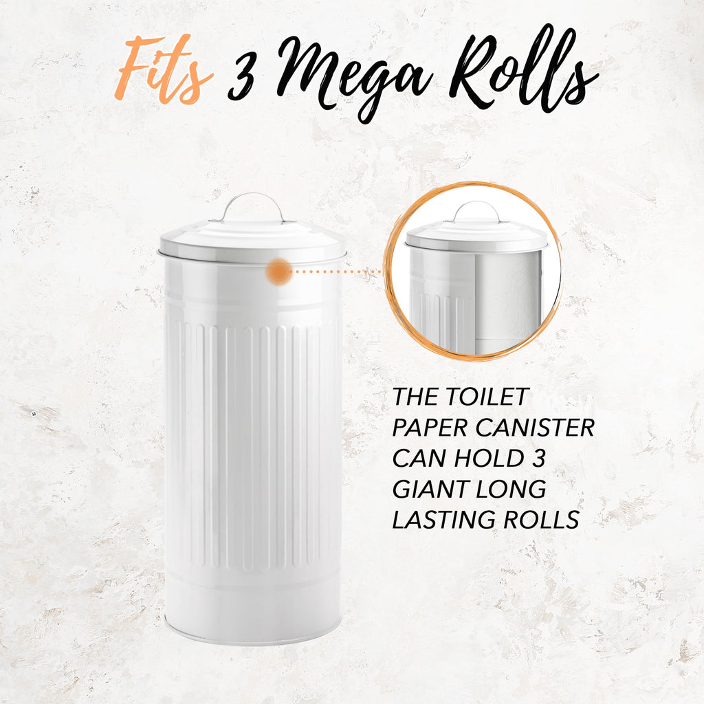 Autumn Alley White Metal Farmhouse Toilet Paper Extra Roll Storage – Freestanding - Holds 3 Megarolls