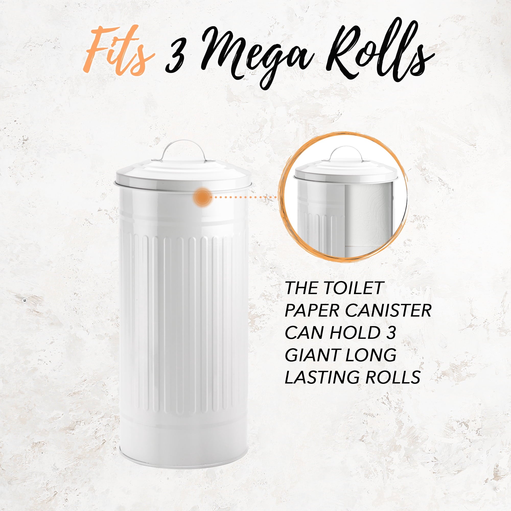 Autumn Alley White Metal Farmhouse Toilet Paper Extra Roll Storage – Freestanding - Holds 3 Megarolls