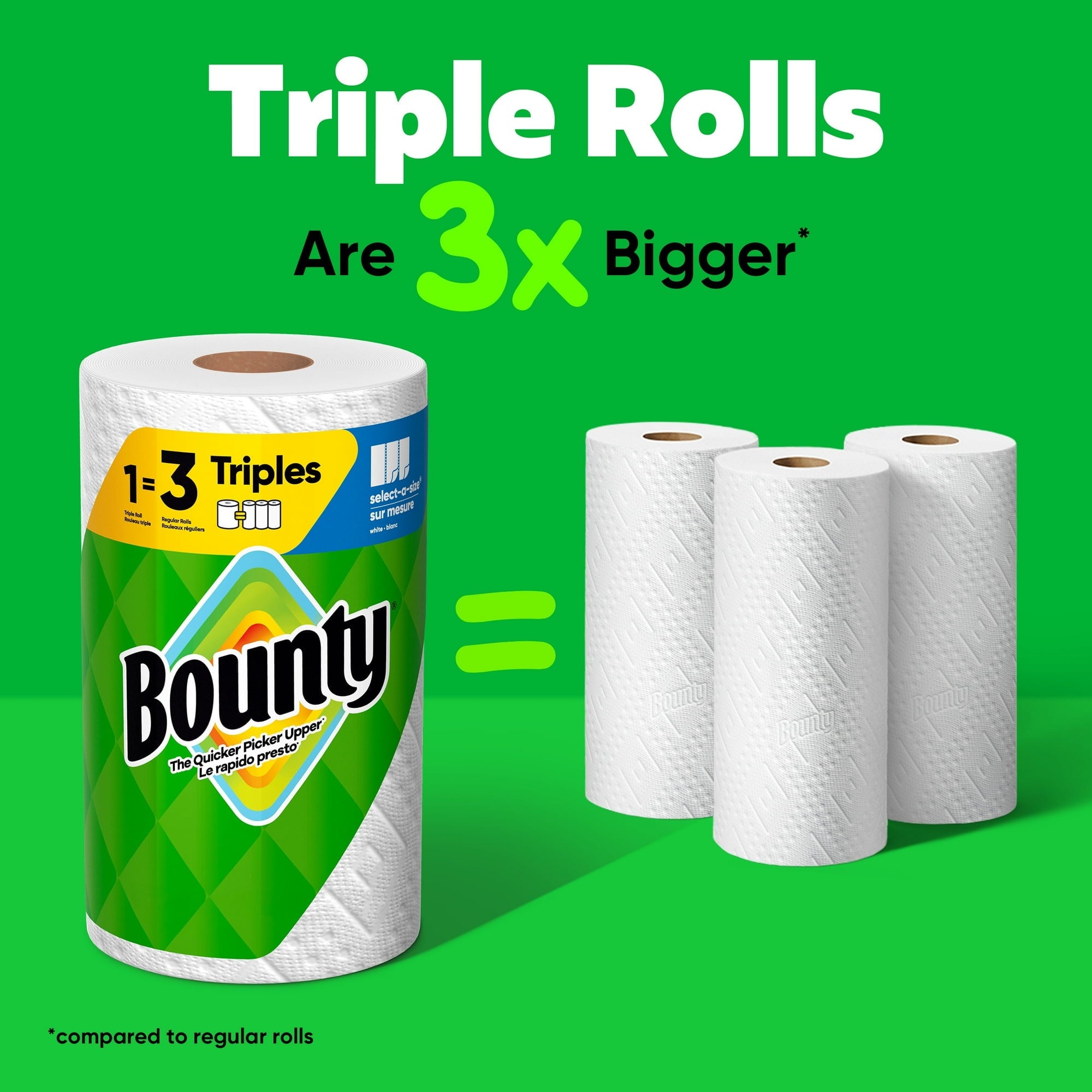 Bounty Paper Towels Select-A-Size Print - 2 Triple Rolls, 123 Sheets Per Roll 4 PACK