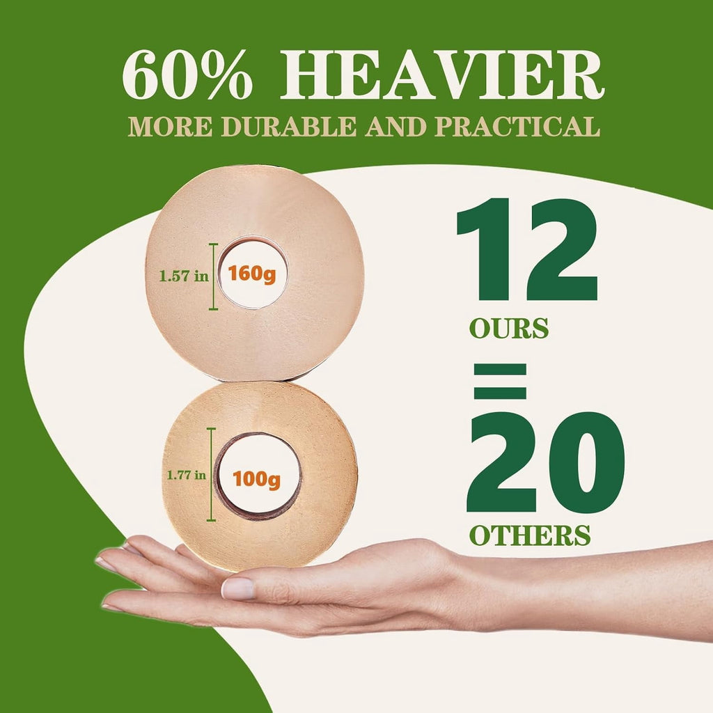 QingYa Premium Bamboo Toilet Paper - 3 Ply Toilets Paper, Unbleached and Absorbent, Bathroom Tissue Rolls, 12 Mega Rolls, 300 Sheets per Roll