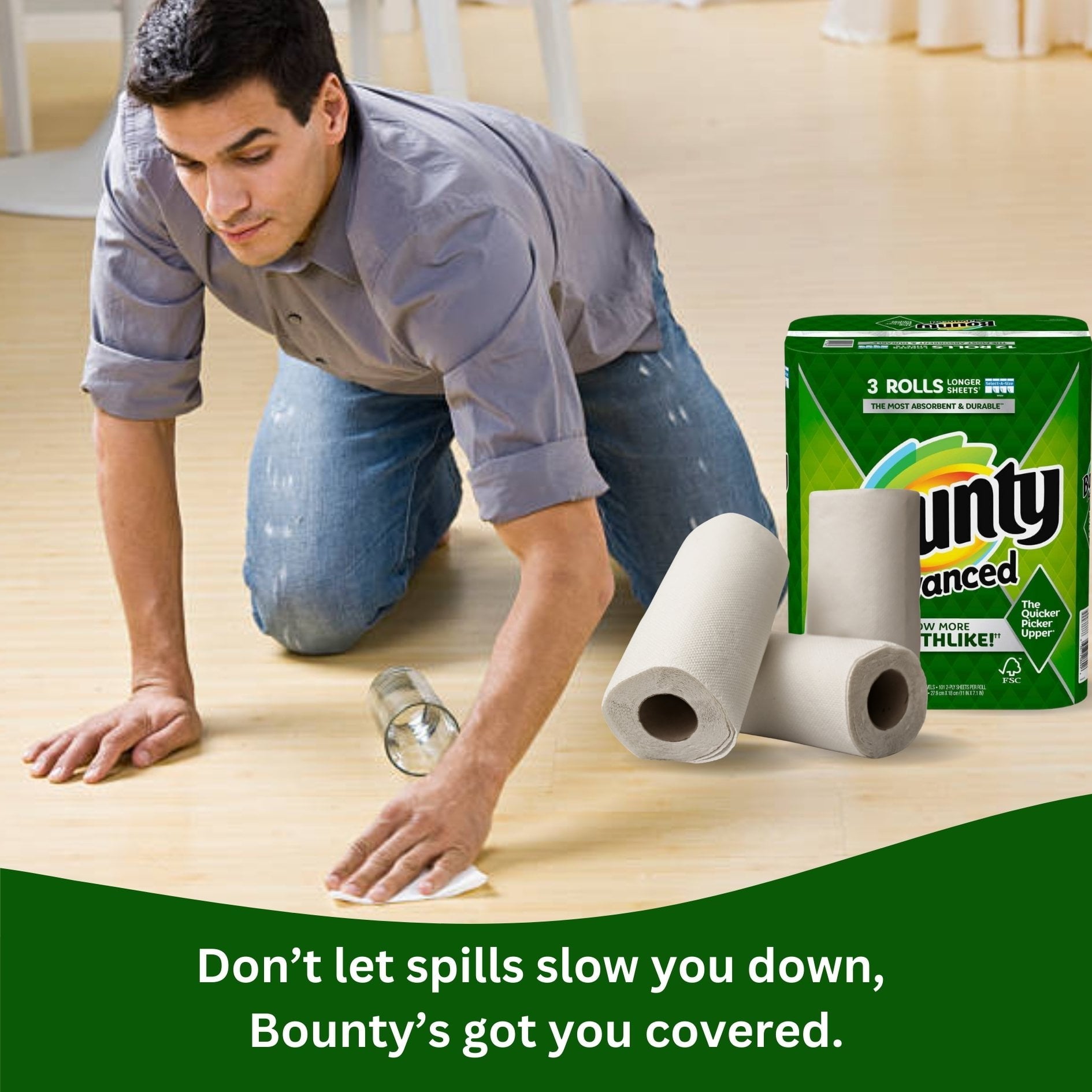 Bounty Advanced 2-Ply Paper Towel - Absorbent - Durable, and Clothlike - Select-A-Size - 3 Rolls