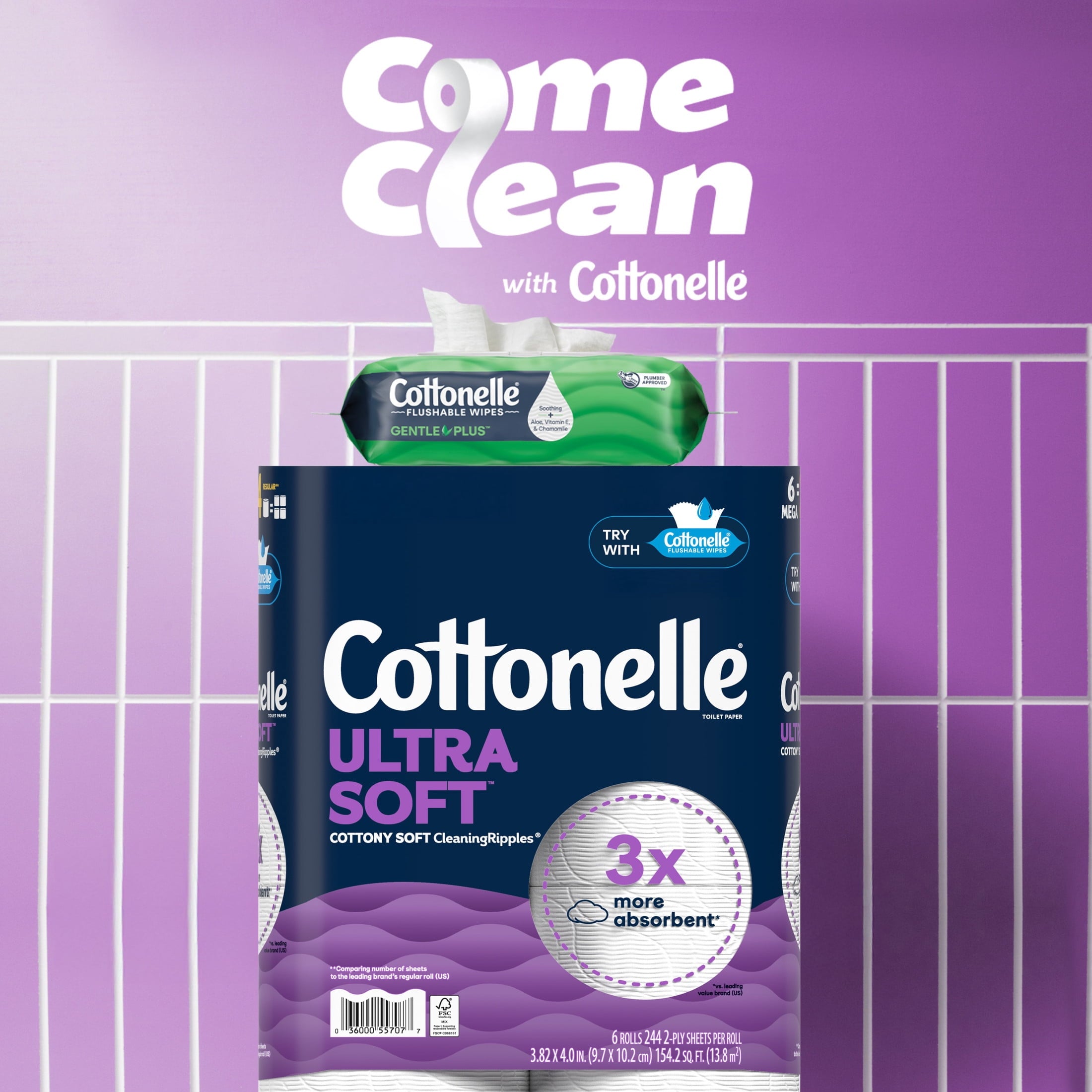 Cottonelle Gentle Plus Flushable Wet Wipes - 4 Flip-Top Packs
