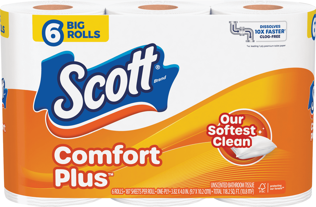 Scott Comfort Plus Toilet Paper - Pack of 4 — Residential Use - Standard Application