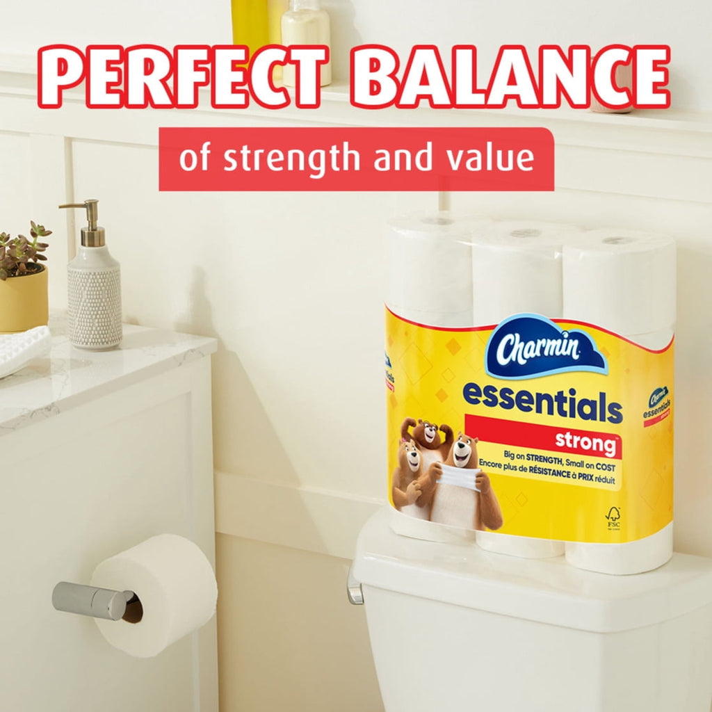 Charmin Essentials Strong Toilet Paper - 3 Packs of 6 Mega Rolls, 429 Sheets per Roll