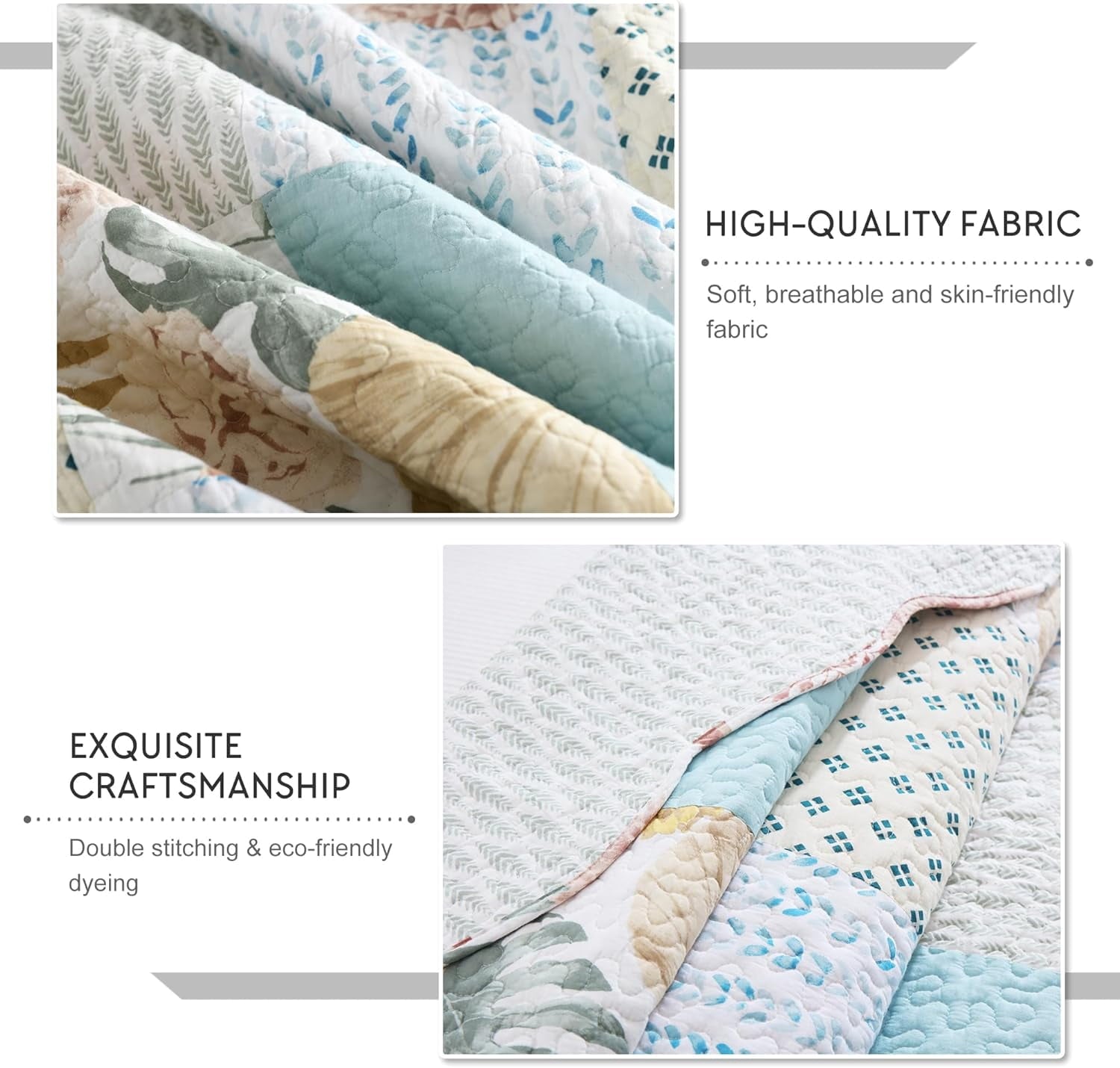 Nordmiex Patchwork Cotton Quilt SetCute Garden Bedding Set - Queen