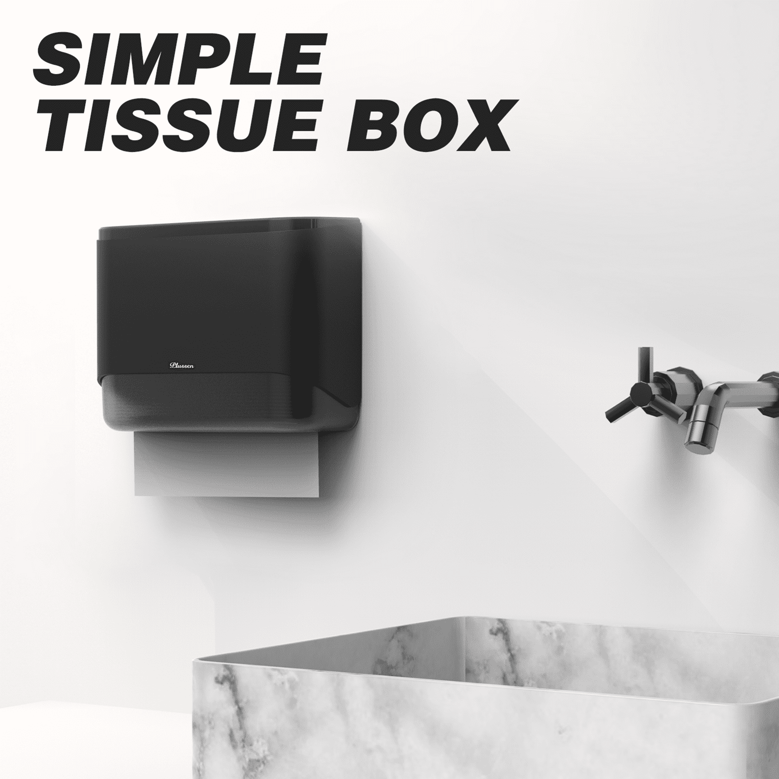 Plussen Wal-Mounted Paper Towel Dispenser Commercial - 11.10 x 3.94 x 8.39 In, ABS Black, 1 Pack