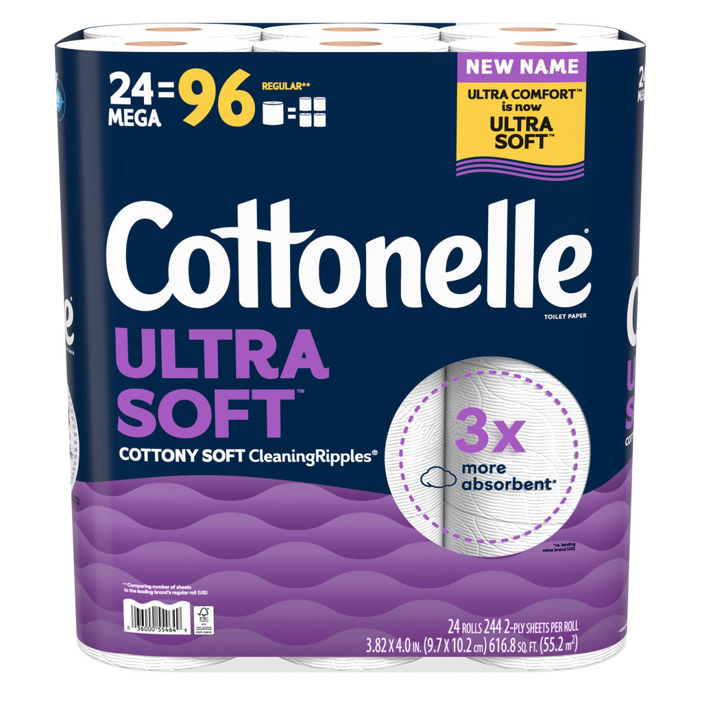 Cottonelle Ultra Soft Toilet Paper - Strong Toilet Tissue, 24 Mega Rolls