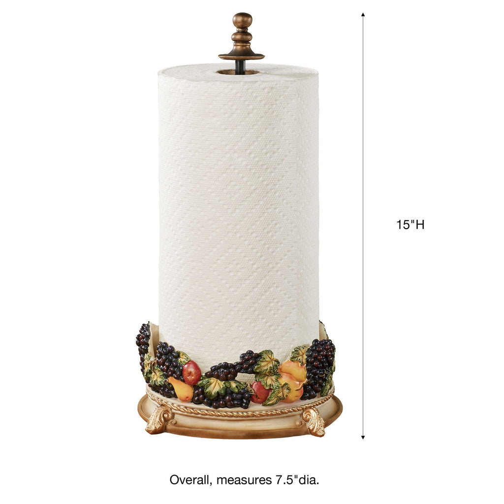 Fruitful Bounty Antique Beige Traditional Countertop Paper Towel Holder Stand Dispenser