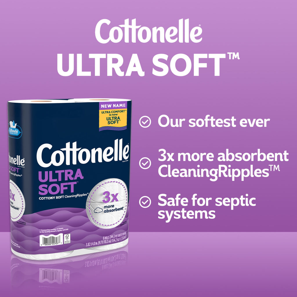 Cottonelle Ultra Soft Toilet Paper - Strong Toilet Tissue, 24 Mega Rolls